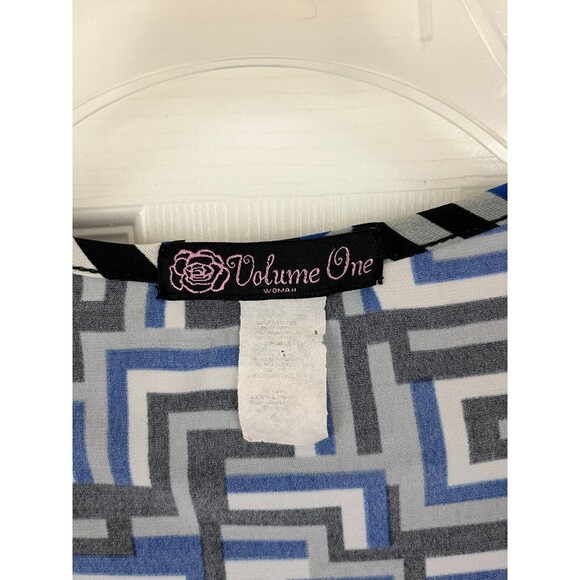 VOLUME ONE - Blue Geometric Print Mock 2 Piece 3/4 Sleeve Knit Top size 1X - Picture 6 of 7